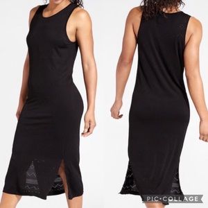 Athleta Seamless Laser Cut Stretch Sleeveless Midi Dress Black Size S